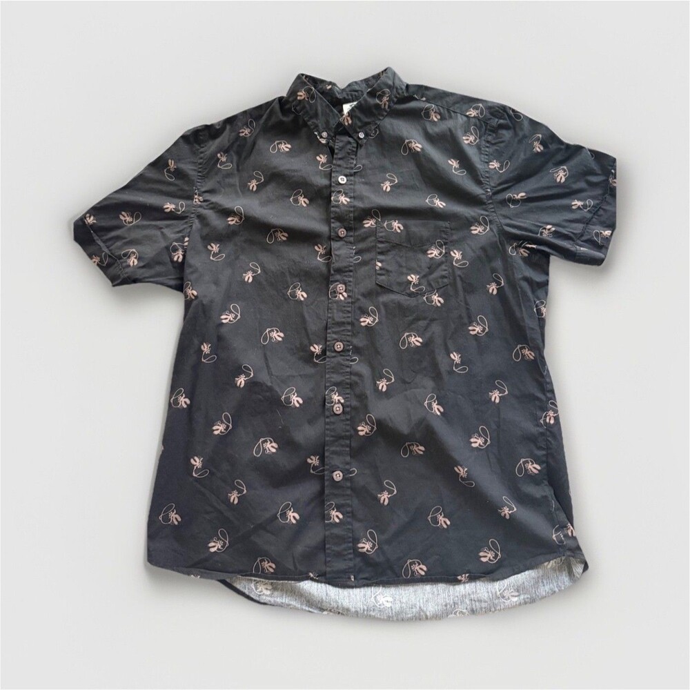 Vintage Kennington Men's XL Woven Cotton Cowboy Graphic Short Sleeve Shirt